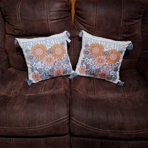 The Big One Grow Together 16" in(H) X 16" in(W) Floral Throw Pillows 2-Piece Set